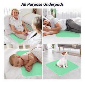 4 Pack 24” x 24” Extra Heavy Absorbency Washable Underpads, Waterproof Nursing